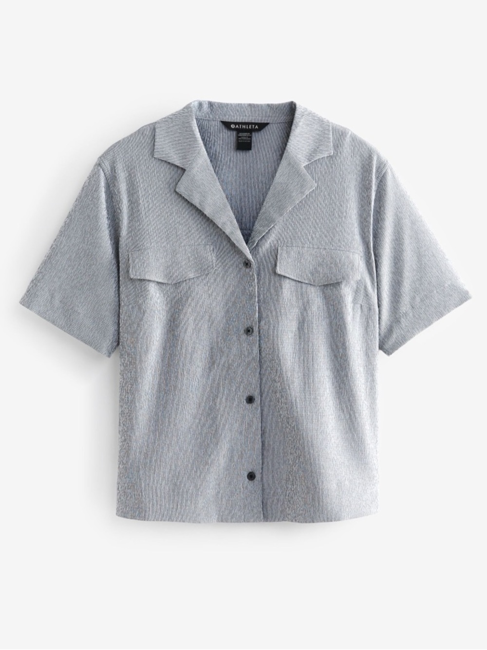 ATHLETA Echo Shirt Salt & Pepper Button Down Short Sleeve Packable